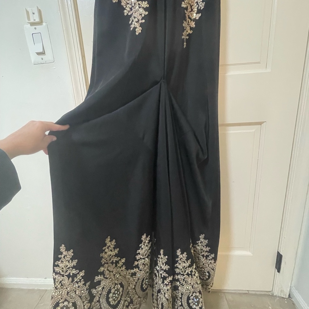 Tony Bowls Black and Gold Embellished Prom Dress - Picture 9 of 12